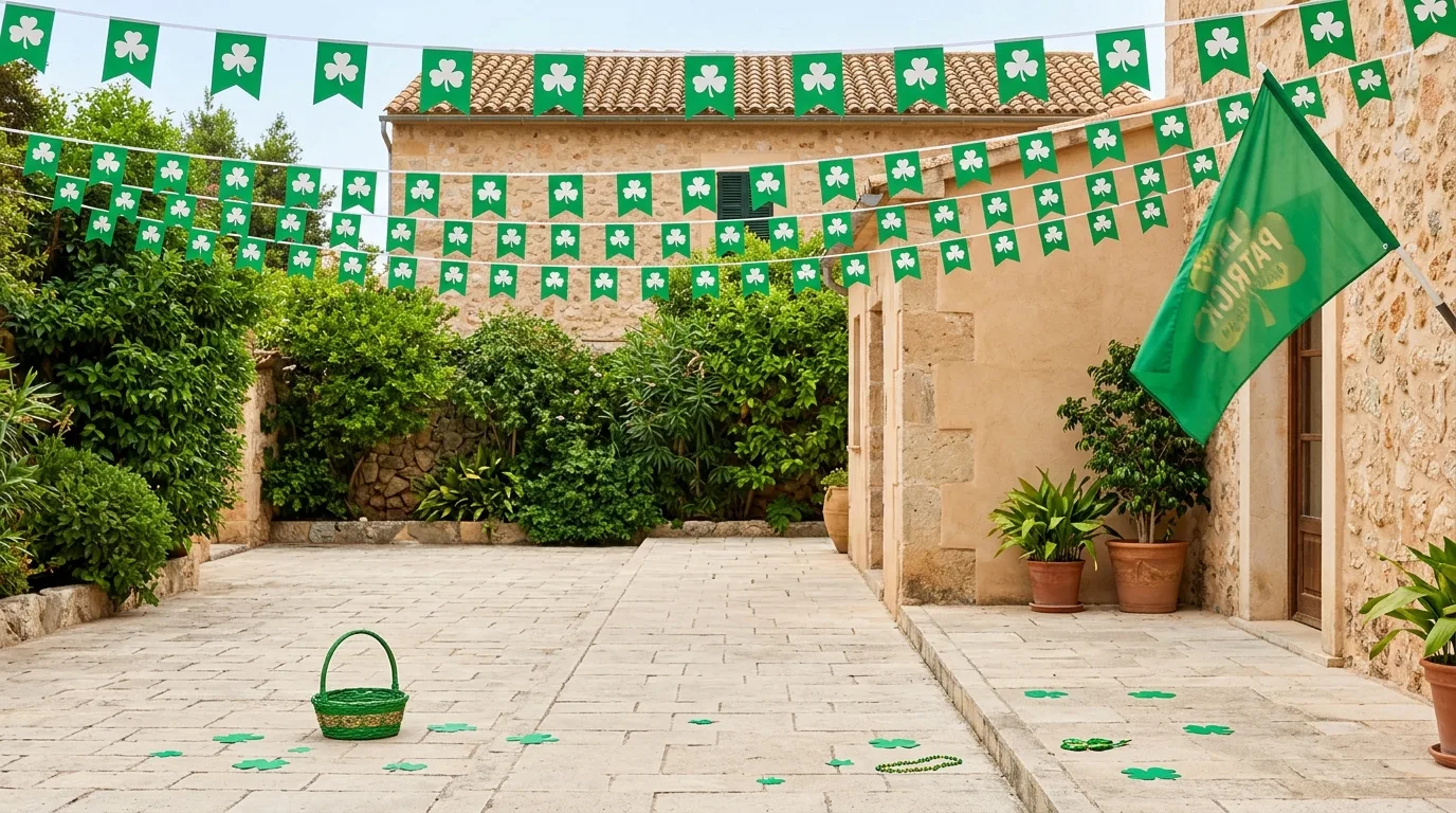 Outdoor St. Patrick's Day flags and banners
